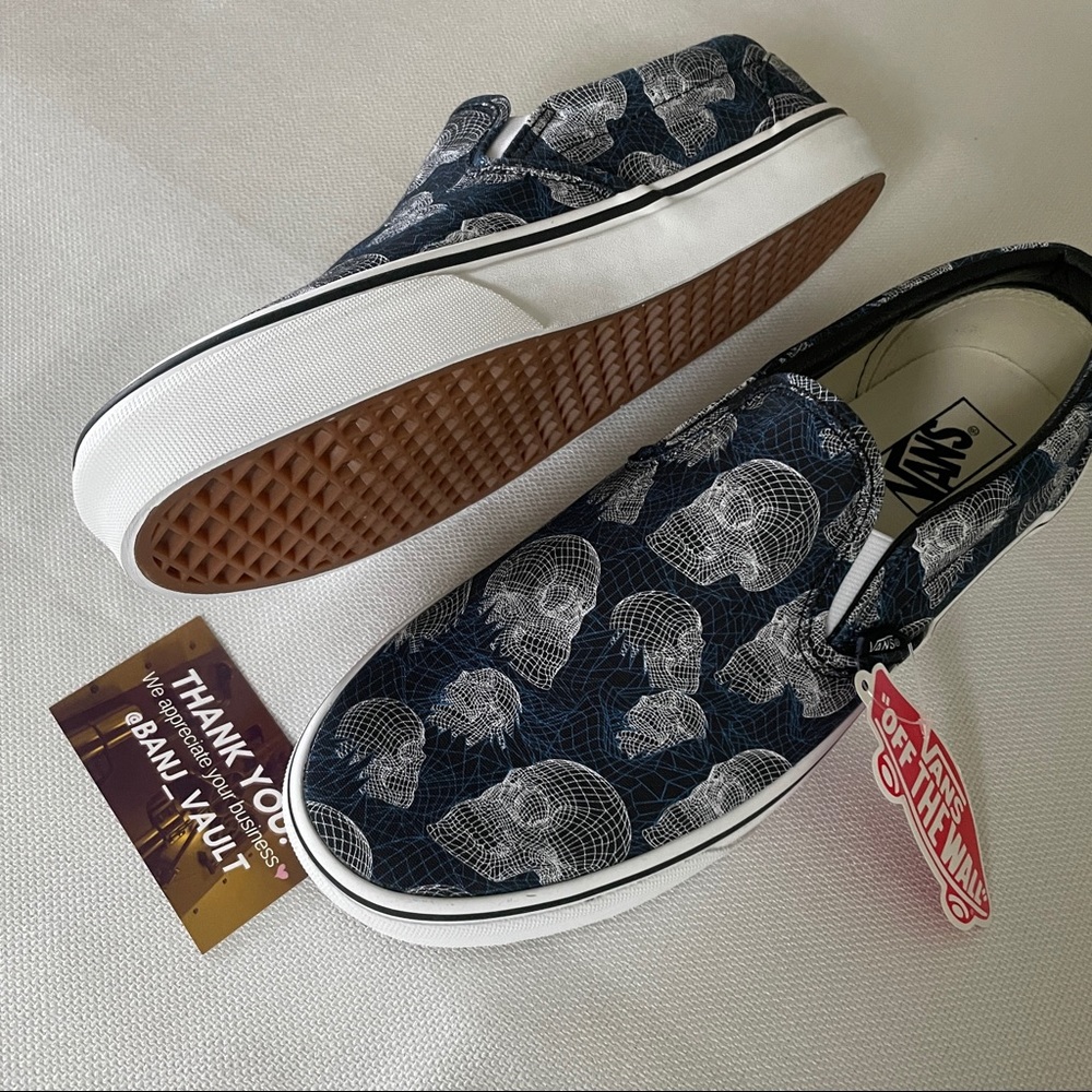 Vans Classic Slip-On Wireframe Skulls Dark Blue - Picture 5 of 9